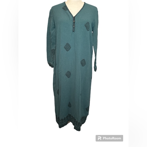 Zara Teal Embroidered Mini Dress - Picture 2 of 6